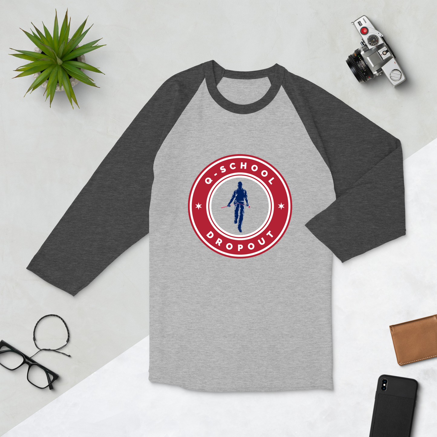 Q-School Dropout - 3/4 sleeve raglan shirt